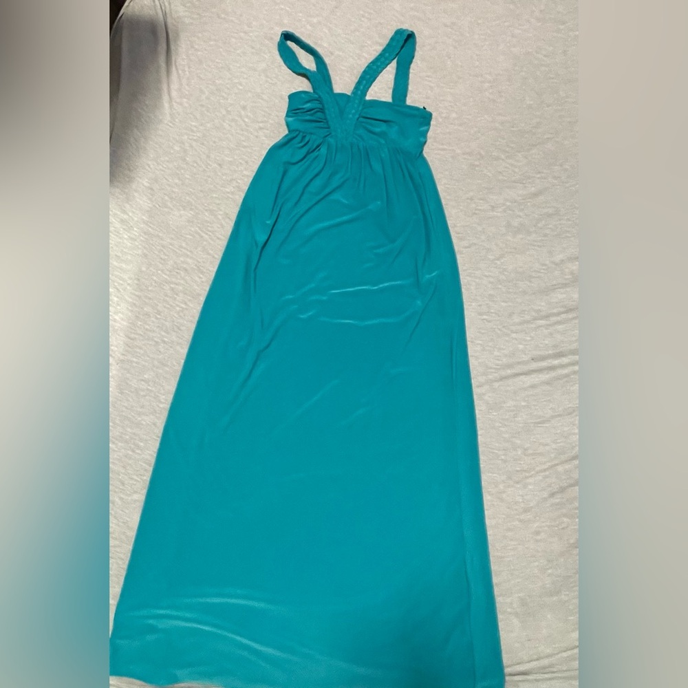 Blue stretchy maxi dress